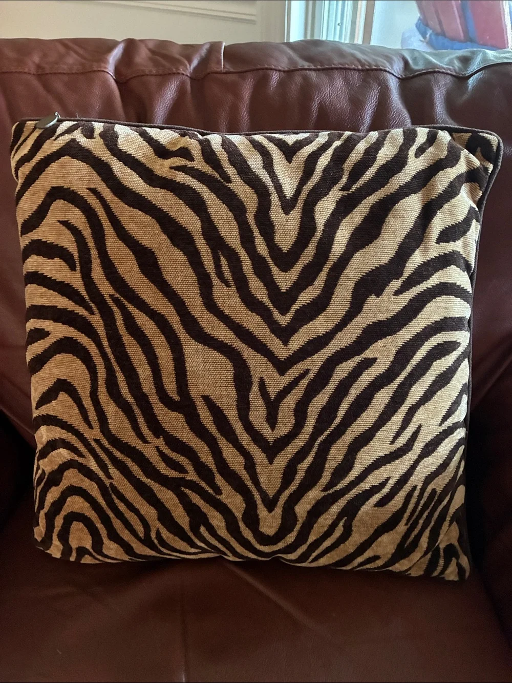 Animal Print Tiger Stripe Accent Pillow - Brown and Tan